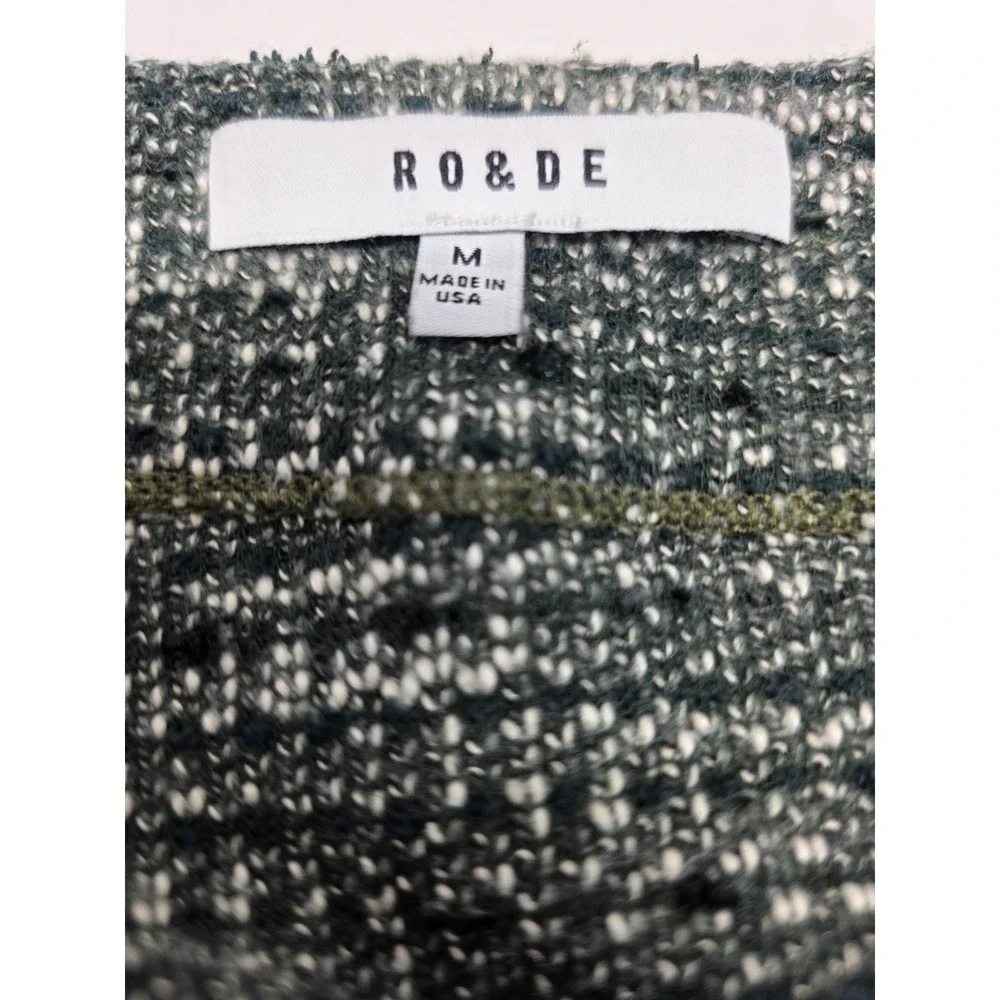 RO&DE Textured Marled Knit Tunic Top Size M Made in USA Green Henley Lagenlook - Picture 7 of 10